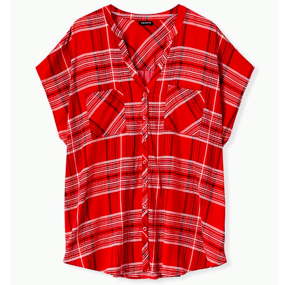 NWT Torrid Size 1 Red Plaid Shirt